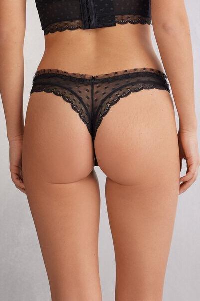 Black 80S-Style Brazilian Briefs, , large image number 3
