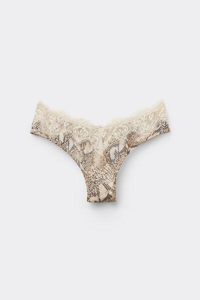 Beige Seductive Glamour Animal Print Brazilian Briefs, 5601_942J, large image number 4