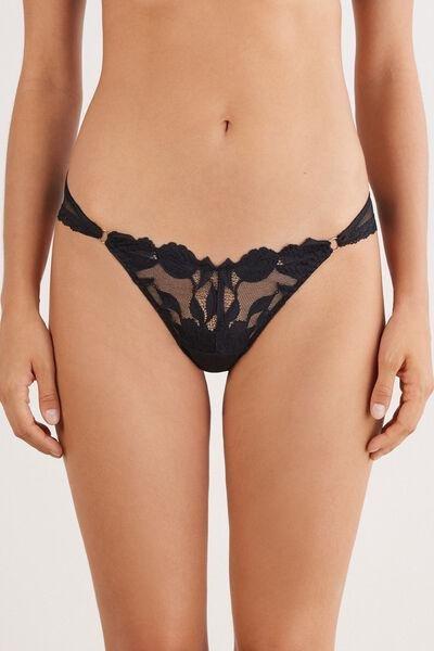 Black All About Flowers 80S-Style Brazilian Briefs, Black, medium