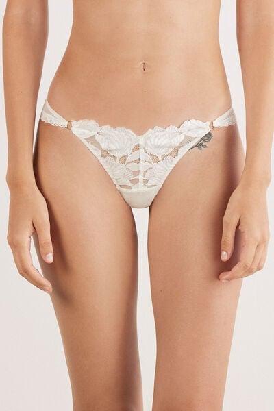 White All About Flowers Embroidered Briefs, , large image number 0