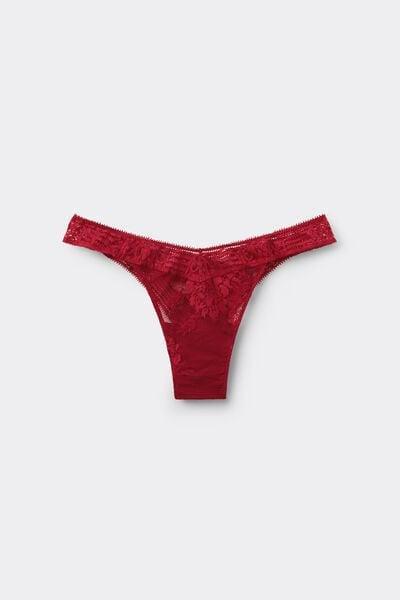 Red La Femme Fatale 80S-Style Lace Brazilian Briefs, Wax Red, large image number 2