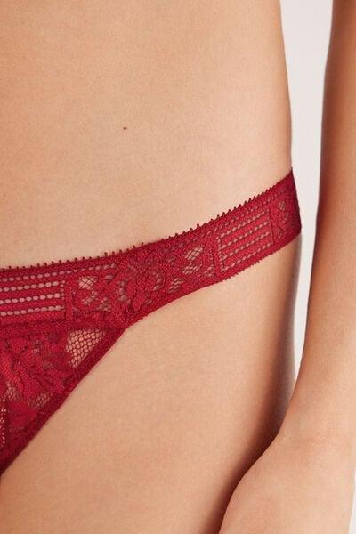 Red La Femme Fatale 80S-Style Lace Brazilian Briefs, Wax Red, large image number 4