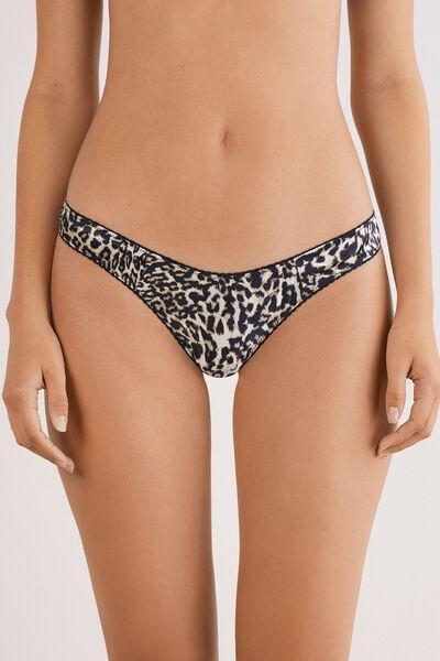 Beige A Moment Of Glamour 80S-Style Animal Print Brazilian Briefs, 5601_029K, large image number 0