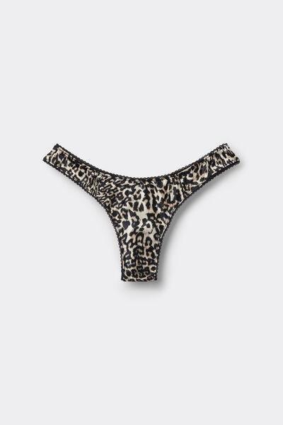 Beige A Moment Of Glamour 80S-Style Animal Print Brazilian Briefs, 5601_029K, large image number 2