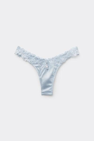 Blue 80S-Style Silk And Lace Brazilian Briefs, 5601_060K, large image number 3