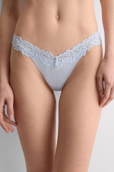 Blue 80S-Style Silk And Lace Brazilian Briefs, 5601_060K, large image number 5
