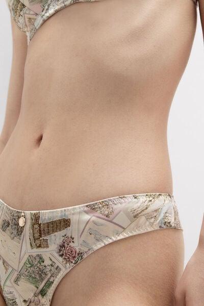Beige La Dolce Vita 80S-Style Silk Brazilian Briefs, 5601_199K, large image number 5