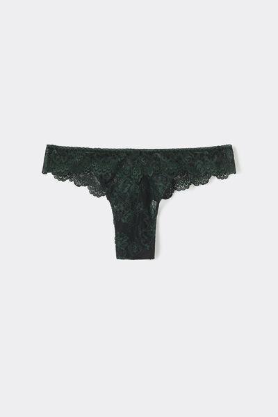 Black/Green 80S-Style Dark Romance Brazilian Briefs, 5601_247K, medium