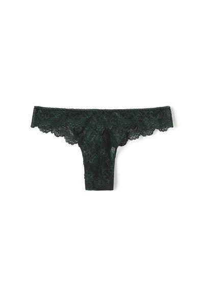 Black/Green 80S-Style Dark Romance Brazilian Briefs, 5601_247K, medium