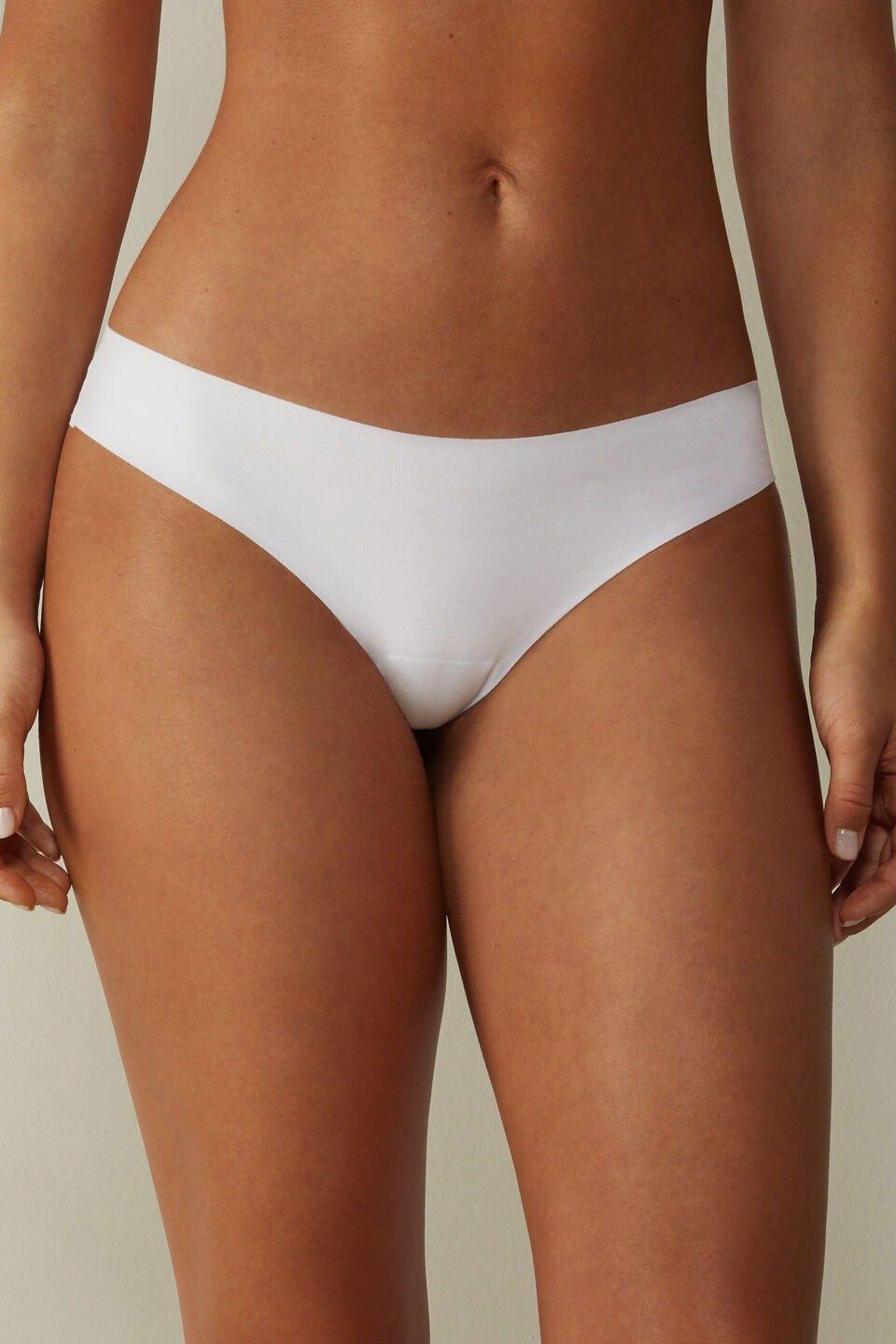 White Laser-Cut Cotton Brazilian Underwear, , large image number 0