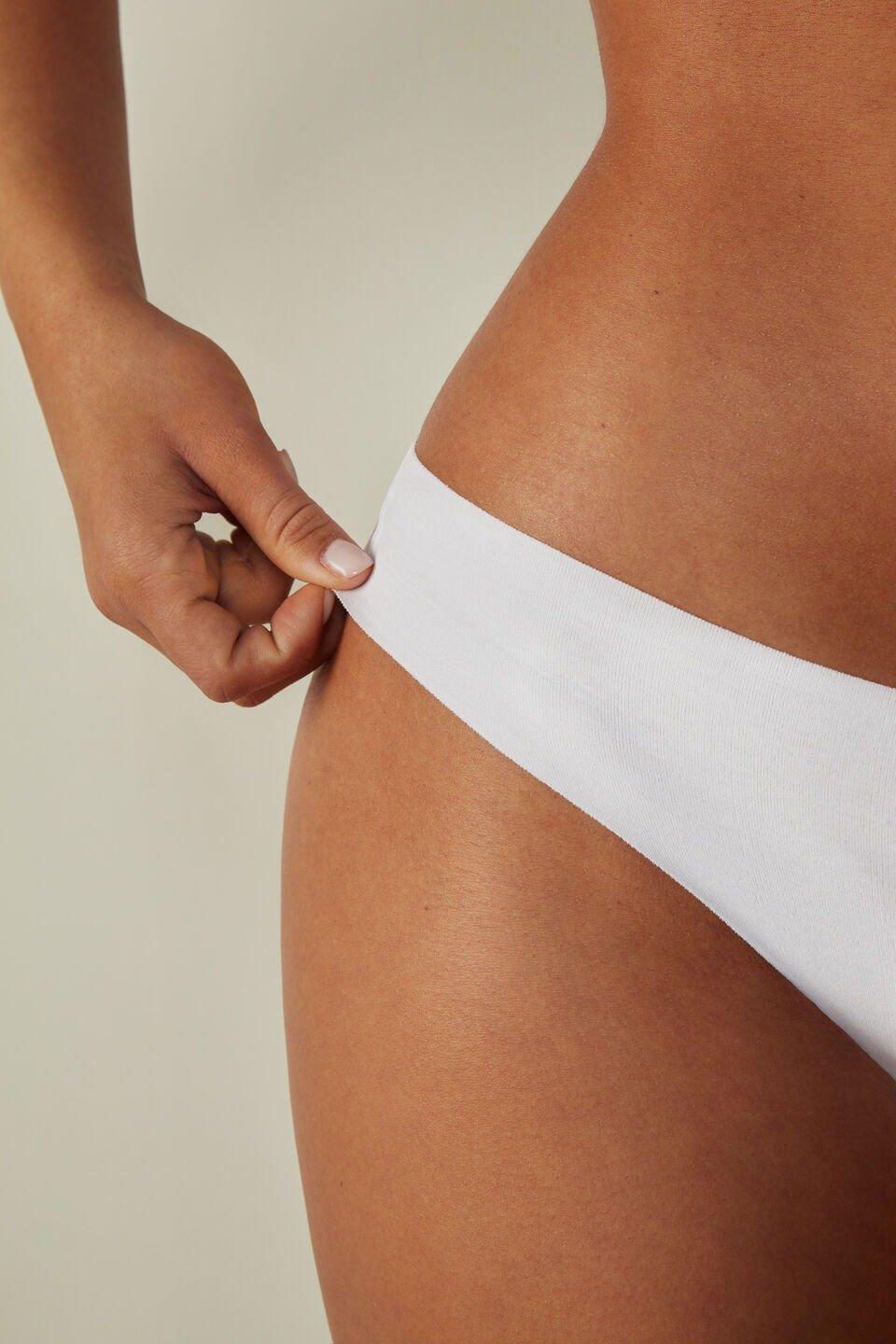 White Laser-Cut Cotton Brazilian Underwear, , large image number 2