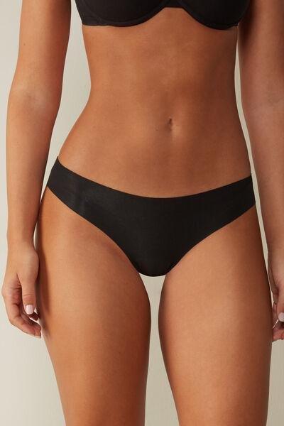 Black Seamless Supima Cotton Brazilian Briefs, , large image number 1