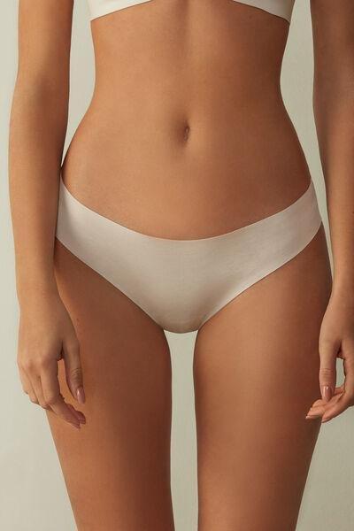 White Silk Seamless Supima Cotton Brazilian Briefs, , large image number 1