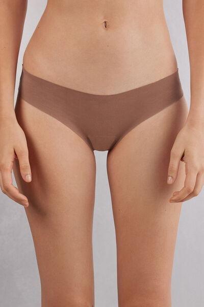 Beige Seamless Cotton Brazilian Briefs, , medium
