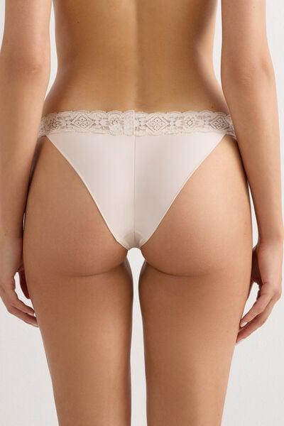 Beige Carioca Lace Brazilian Briefs, Silk, medium