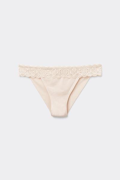 Beige Carioca Lace Brazilian Briefs, Silk, medium
