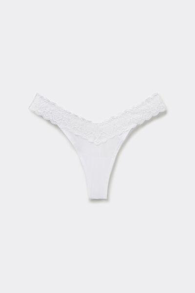 White Lace And Microfibre Brazilian Briefs, White, large image number 7