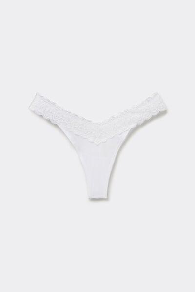 White Lace And Microfibre Brazilian Briefs, White, large image number 8