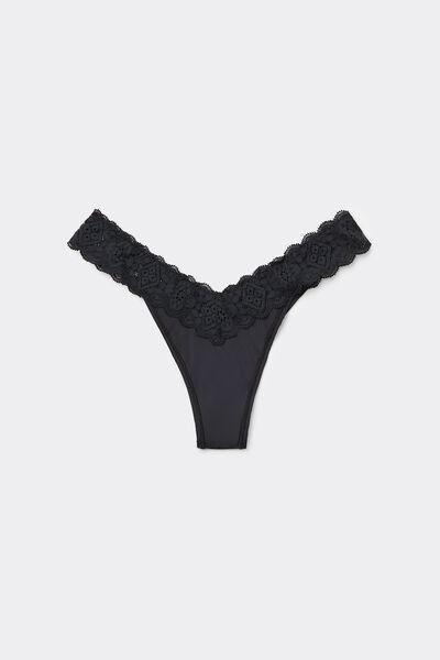 Black Microfibre Brazilian Briefs, Black, large image number 6