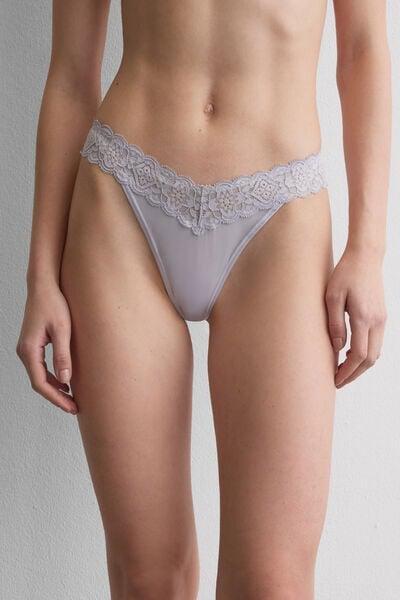 Lilac 80S-Style Lace And Microfibre Brazilian Briefs, 5601_056K, large image number 1