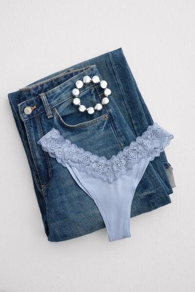 Blue 80S-Style Lace And Microfibre Brazilian Briefs, 5601_064K, medium