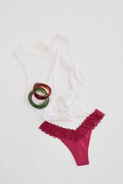 Pink 80S-Style Lace And Microfibre Brazilian Briefs, 5601_110K, large image number 0