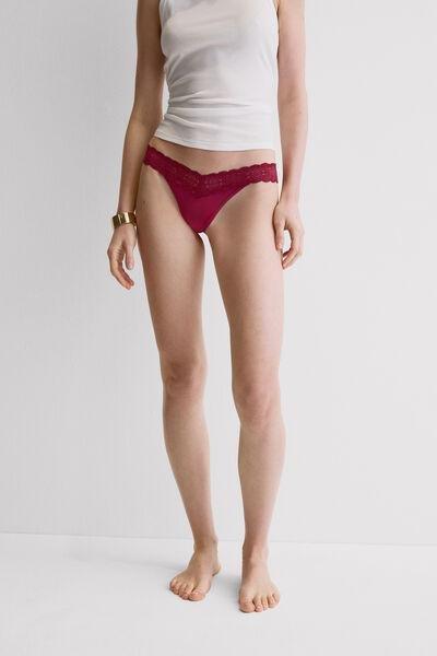 Pink 80S-Style Lace And Microfibre Brazilian Briefs, 5601_110K, large image number 1