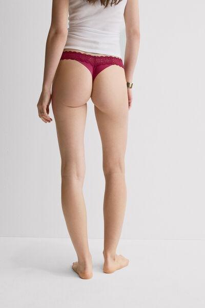 Pink 80S-Style Lace And Microfibre Brazilian Briefs, 5601_110K, large image number 2