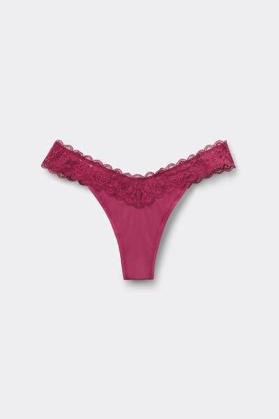 Pink 80S-Style Lace And Microfibre Brazilian Briefs, 5601_110K, large image number 3