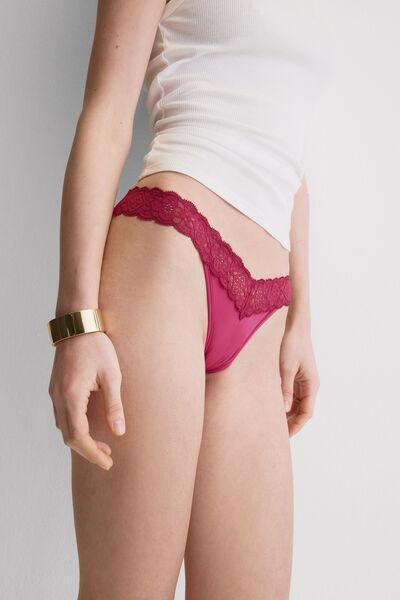 Pink 80S-Style Lace And Microfibre Brazilian Briefs, 5601_110K, large image number 5