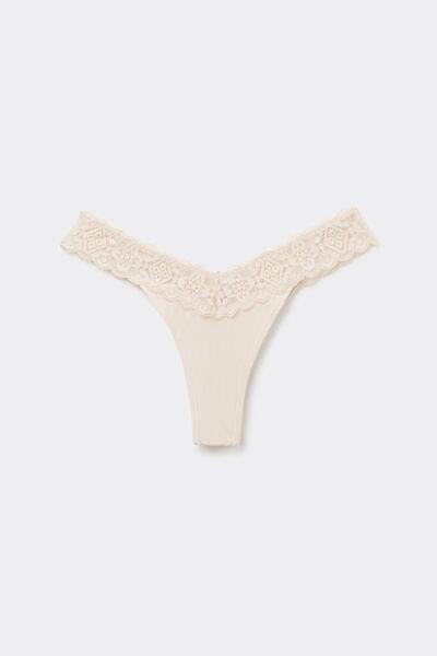 Cream Lace And Microfibre Brazilian Briefs, Silk, large image number 11