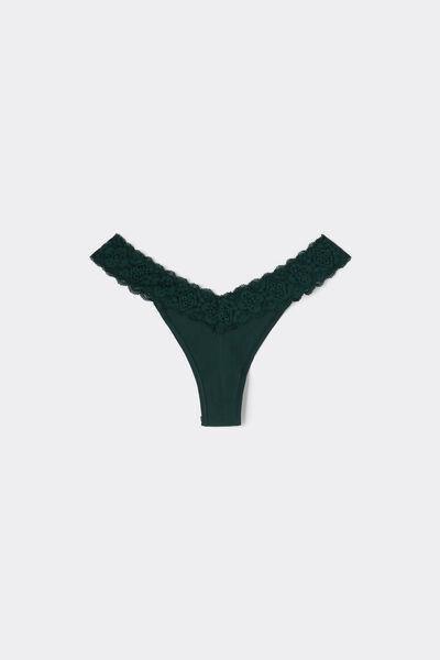 Green 80S-Style Lace And Microfibre Brazilian Briefs, 5601_254K, large image number 3