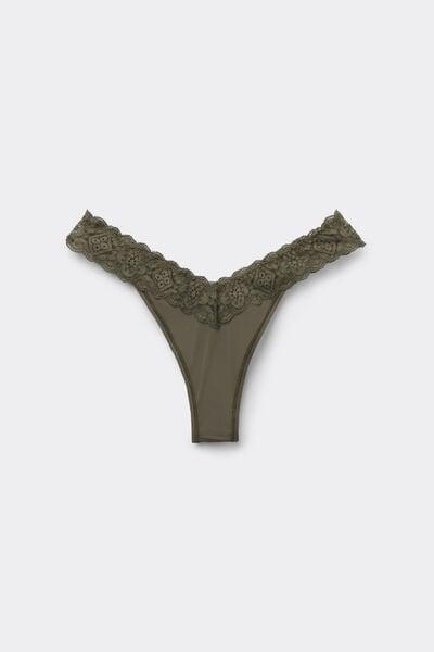 Green 80S-Style Lace And Microfibre Brazilian Briefs, 5601_660J, large image number 3