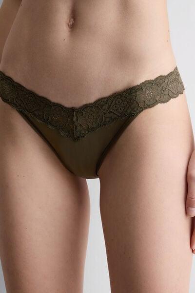 Green 80S-Style Lace And Microfibre Brazilian Briefs, 5601_660J, large image number 5