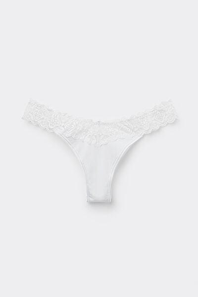 White 80S-Style Cotton Brazilian Briefs, White, large image number 3