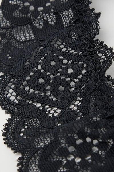 Black 80S-Style Lace And Cotton Brazilian Briefs, Black, large image number 4