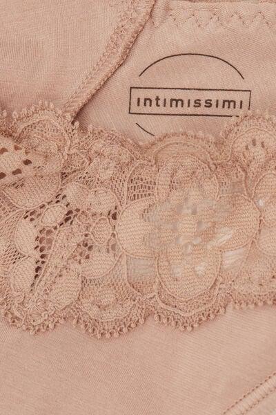 Beige 80S-Style Lace And Cotton Brazilian Briefs, Soft Beige, large image number 4