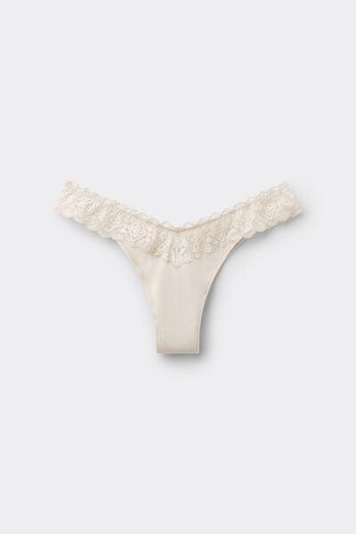 Cream 80S-Style Cotton Brazilian Briefs, Silk, large image number 5