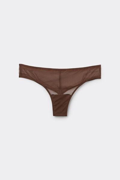 Brown Tulle Invisible Touch Brazilian Briefs, 5601_876J, large image number 0