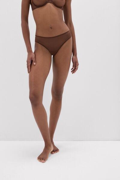 Brown Tulle Invisible Touch Brazilian Briefs, 5601_876J, large image number 3