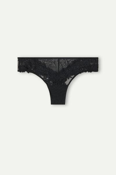 Black Pretty Flowers Brazilian Briefs, , large image number 2