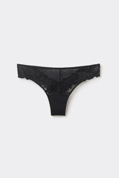 Black Pretty Flowers Brazilian Briefs, , large image number 2