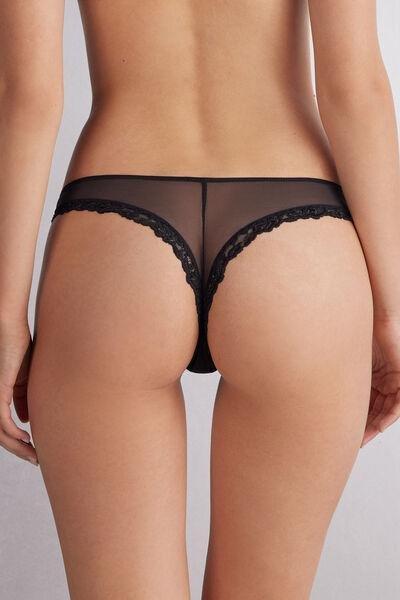 Black Pretty Flowers Brazilian Briefs, , large image number 3