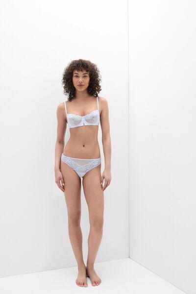 Blue Pretty Flowers Two-Tone Lace Brazilian Briefs, 5601_060K, large image number 3