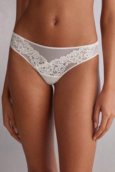 White Pretty Flowers Brazilian Briefs, , large image number 0