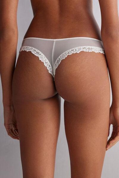 White Pretty Flowers Brazilian Briefs, , large image number 3