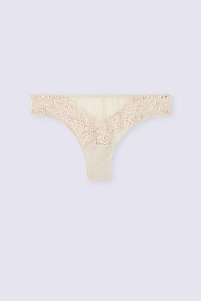 Cream Pretty Flowers Brazilian Briefs, , large image number 2