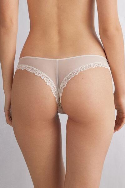 Cream Pretty Flowers Brazilian Briefs, , large image number 3