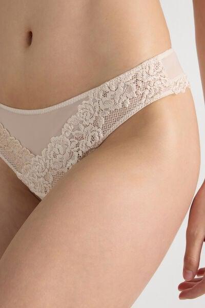 Cream Pretty Flowers Brazilian Briefs, Silk, large image number 5