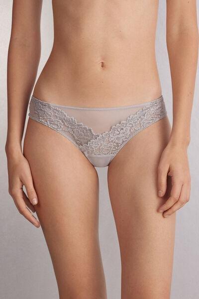 Grey Pretty Flowers Brazilian Briefs, , large image number 0